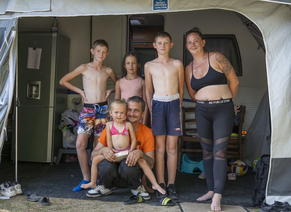 une famille en vacances